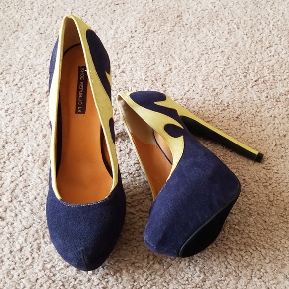 Shoe Republic LA Shoes - Yellow Blue Shoe Republic LA High Heel Pumps 9